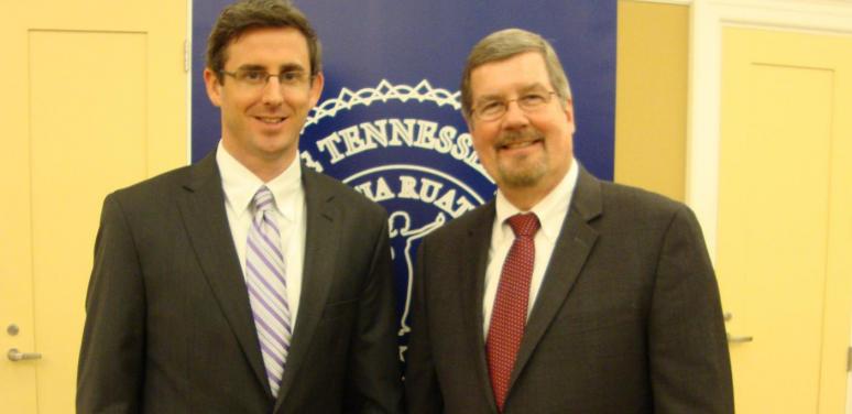 Hughes with Justice Jeff Bivins